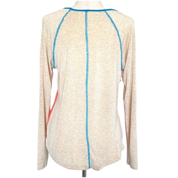 JOLT Sheer Front Casual Long Sleeve Shirt Size Medium Cream Pink - Picture 3 of 5